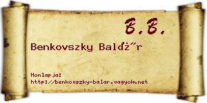 Benkovszky Balár névjegykártya